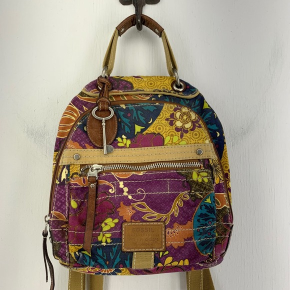Fossil Handbags - Fossil Paisley Mini Backpack Floral Indie Boho Purple Multi Festival Y2K Hippie